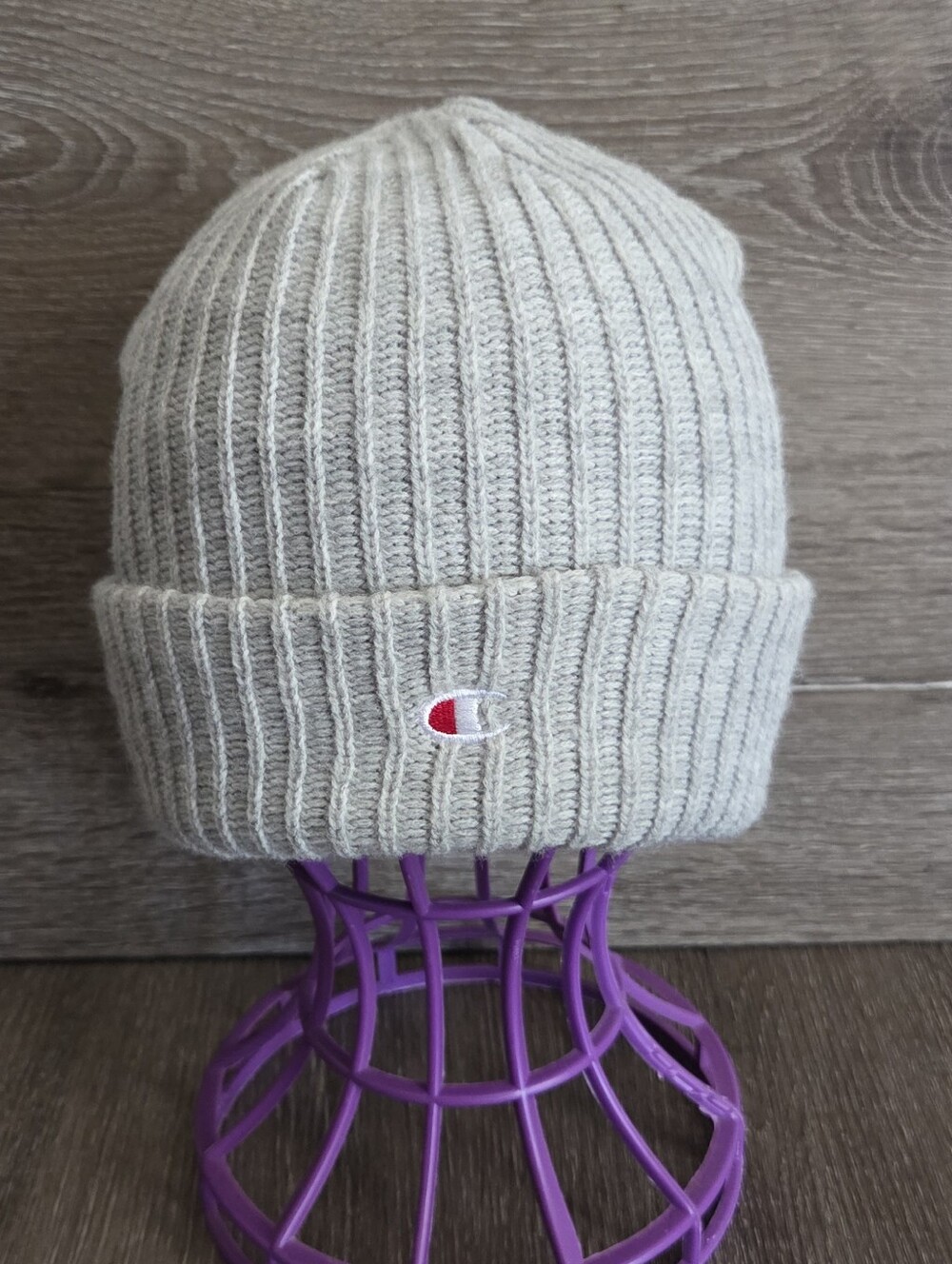 Champion Ribbed Cuffed Beanie in Light Gray